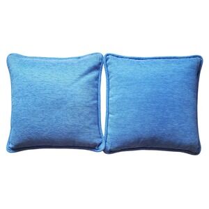 2 - XL 22" Blue Corduroy Zipper Pillow Covers Shams w/ down feather pillow forms